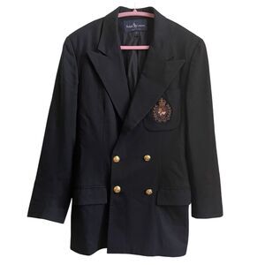Ralph Lauren vintage blazer 90s black wool cashmere gold buttons size 10